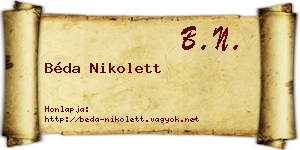 Béda Nikolett névjegykártya