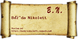 Béda Nikolett névjegykártya